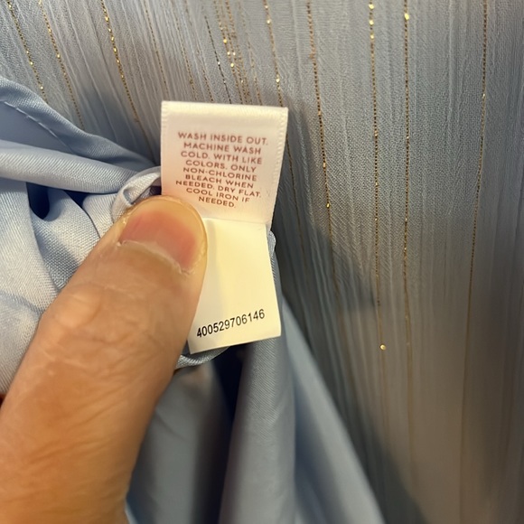 NWT LC Lauren Conrad Marrakesh Moment Blue Gold Shimmer Ruffle Maxi Dress 4 - Picture 11 of 12